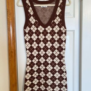 Hollister Brown Argyle Sweater Dress